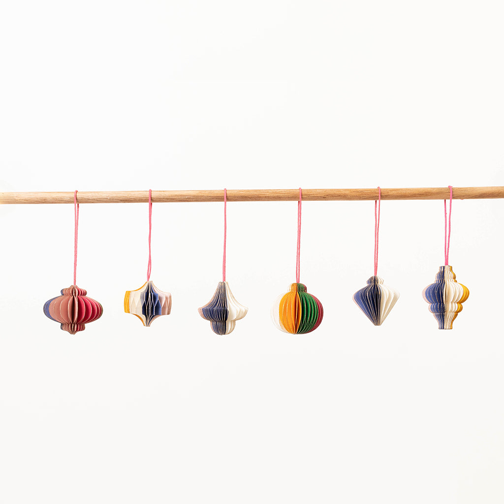Multicolor Honeycomb Paper Mini Ornaments - Set of 6