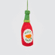 Craftspring’s handmade felt Hot Sauce ornament twirling to show its embroidered and applique details—playful holiday decor for spice lovers, sustainably crafted by artisans using wool.