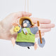 Felted mole ornament with handcrafted garden accessories, symbolizing joy, growth, and the hidden magic beneath the soil—part of a fair trade Gardening Collection