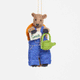 Whimsical felt groundhog ornament with gardening tools, symbolizing growth and joy, made from merino-blend wool and fairly traded from Kyrgyzstan
