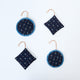 Handmade Indigo Quilted Ornaments, Set of 4, from Craftspring—showing the back of each ornament with distinct quilted designs, heirloom-quality holiday decor, ethically handmade by artisans.