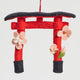 Felt torii gate ornament with sakura cherry blossoms, handmade from wool. Japanese spring decor, perfect for gifting, altars, or seasonal displays.
