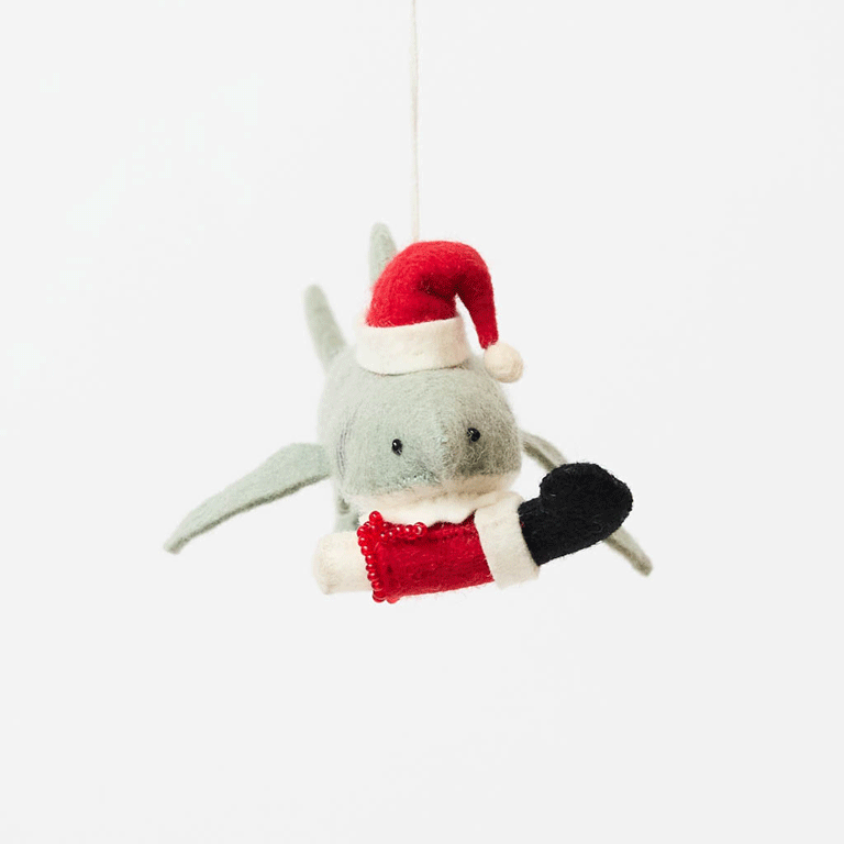 Jolly Santa Shark with Santa Leg Ornament