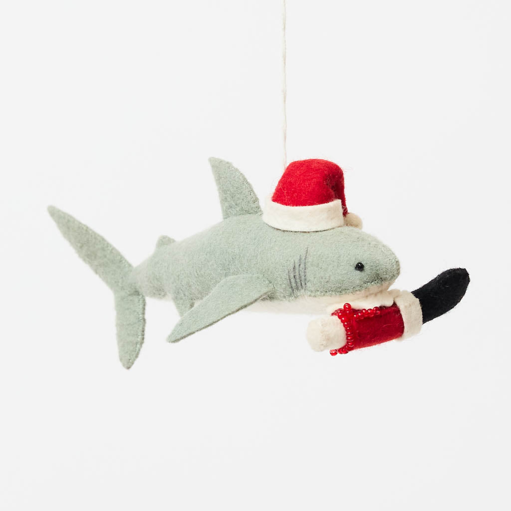 Jolly Santa Shark with Santa Leg Ornament