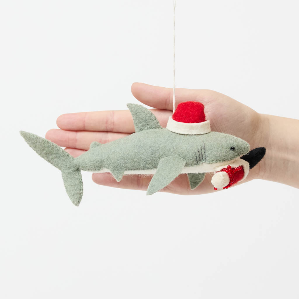 Jolly Santa Shark with Santa Leg Ornament