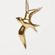 Large Swallow Ornament - Antique Brass