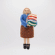 Natural wool librarian ornament with glasses and a book stack – celebrating the love of books and the magic of reading, from our Reading Collection.  GIF 360 degree view.