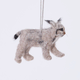 Handmade felt Lynx ornament from Craftspring rotating to show front, side, and back views — realistic needle-felted details with whiskers, ear tufts, and a lifelike face, ethically crafted by artisans using sustainable wool.