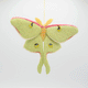 Fair trade felt Luna Moth ornament with soft merino wool, intricate stitching, and hanging loop—ideal for seasonal displays, nature-inspired décor, or gifting

GIF