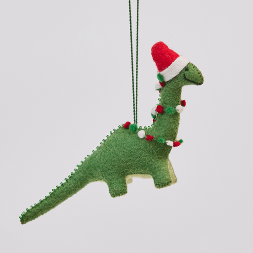 Merry & Bright Santa Brontosaurus Ornament