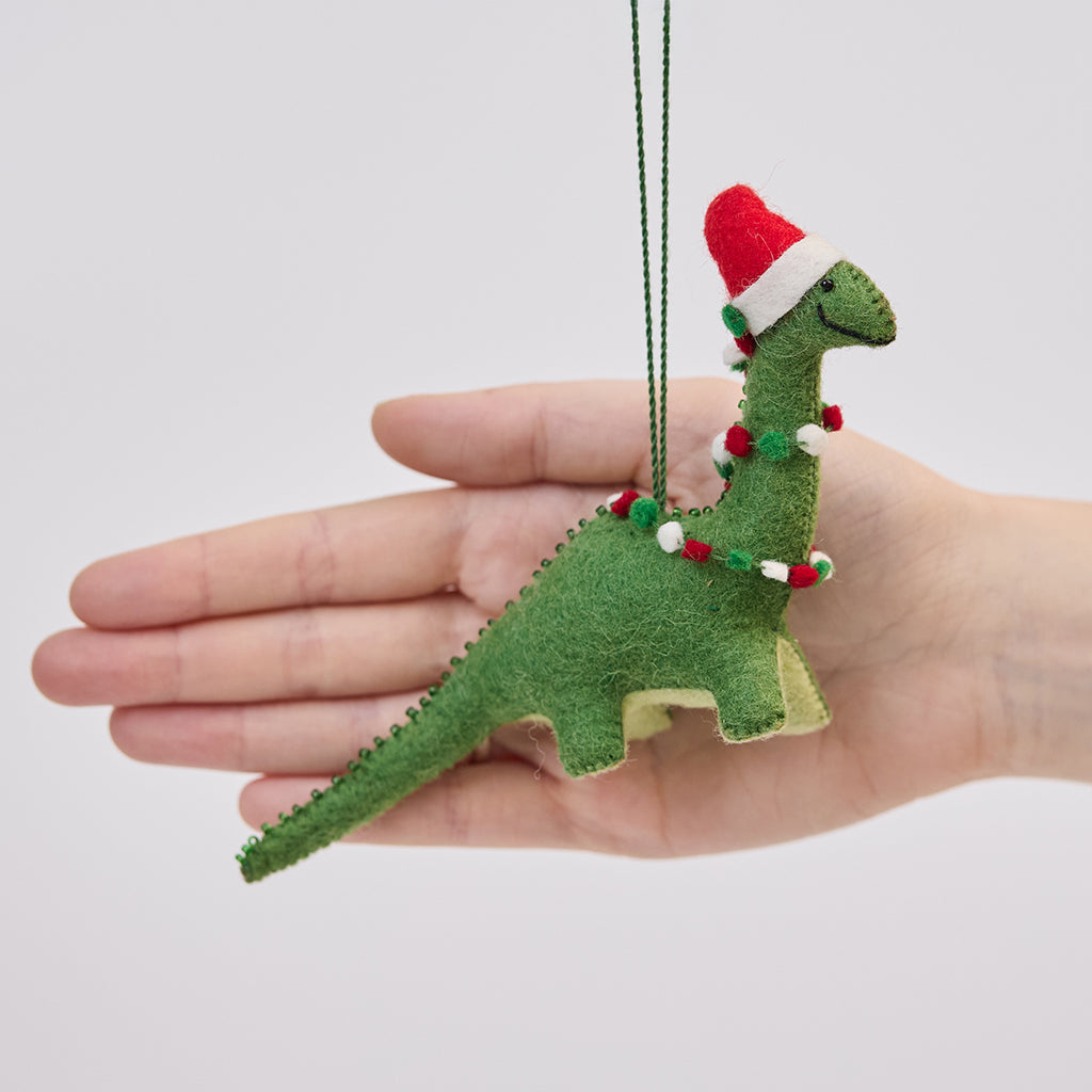 Merry & Bright Santa Brontosaurus Ornament