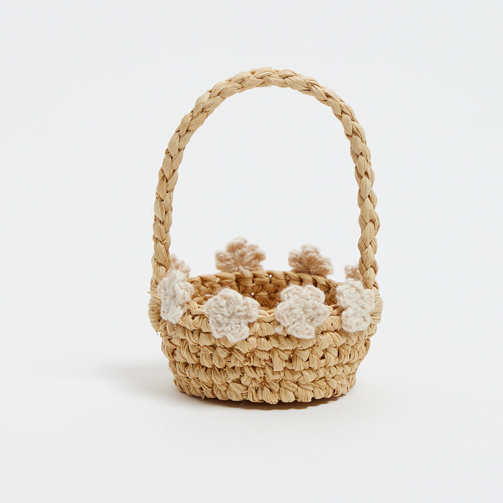 Hand-Crocheted Mini Basket with Crocheted White Flowers – Craftspring