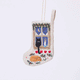 Handmade linen Holiday Cats Mini Stocking ornament from Craftspring rotating to show front, side, and back views—featuring intricate beaded and embroidered details of a cozy holiday scene with two cats and a window, ethically crafted by artisans using sustainable materials.