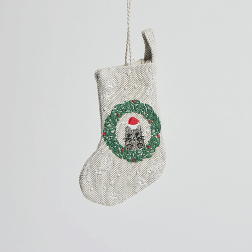 Mini Stocking Cat Ornament