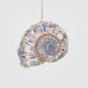 Craftspring’s Moon Snail Shell Ornament rotating to show front, side, and back views — made of satin with intricate beaded and embroidered details, ethically crafted by artisans.