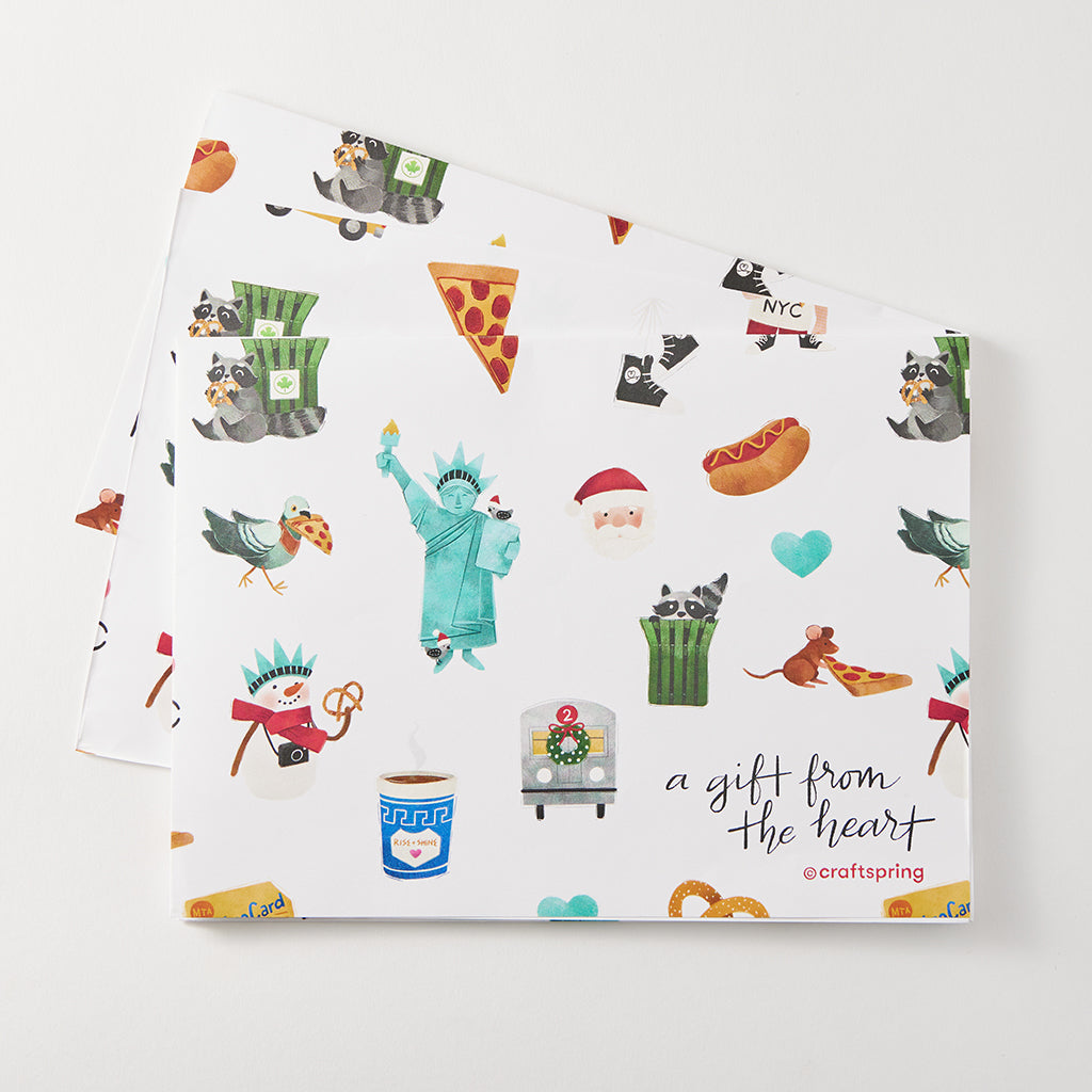 NYC Icons Wrapping Paper Sheets - Set of 3