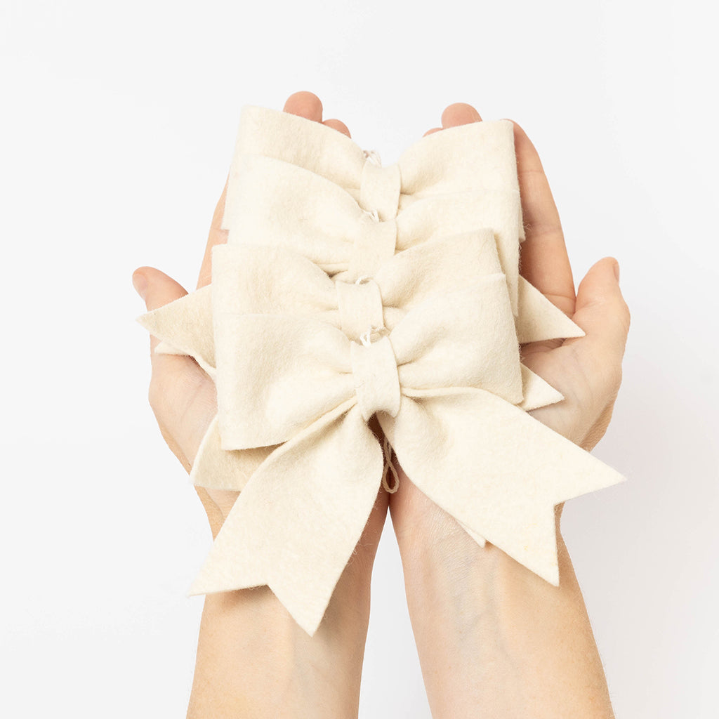 Natural Bow Ornaments Set of 4