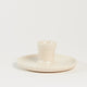 Natural Glossy Ceramic Candle Holder with Beeswax Taper