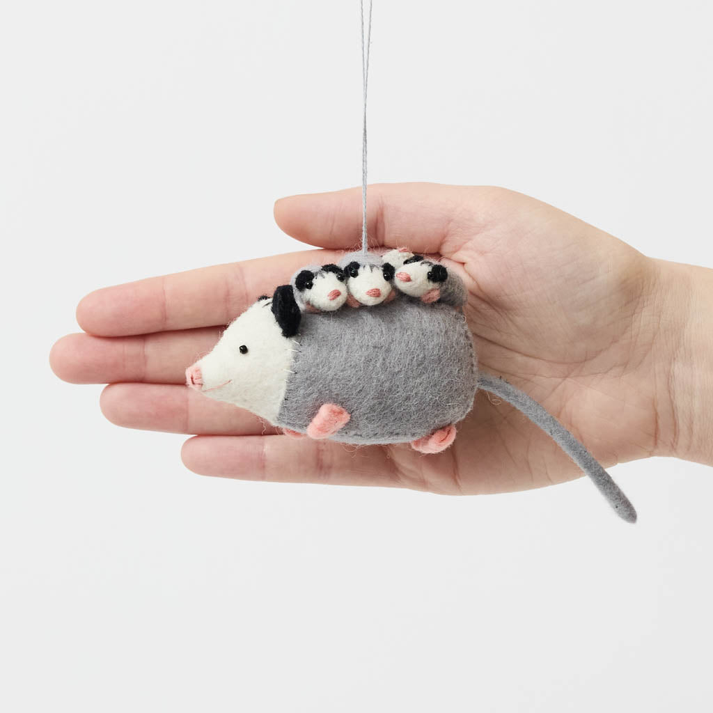 Opossum with Babies Ornament