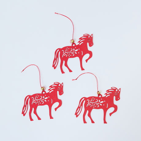 Handmade Paper Horse Ornaments - Set of 3 from Craftspring’s Lunar New Year Collection—paper cut-out horse with intricate details, heirloom-quality Lunar New Year decor, perfect for gifting, ethically handmade by artisans.