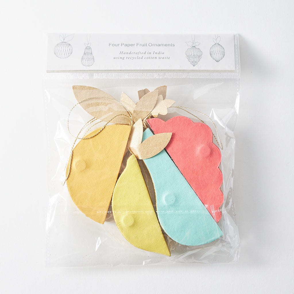 Fruit Honeycomb Paper Ornaments - Set of 4