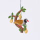 Handmade felt Partridge in a Pear Tree Ornament from Craftspring rotating to show front, side, and back views — partridge in a tree with three dangling pears, with intricate embroidered and beaded details, ethically crafted by artisans using sustainable wool.