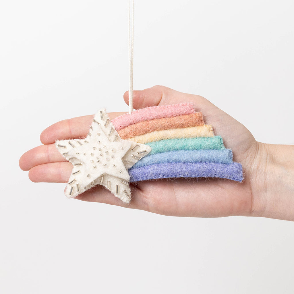 Pastel Rainbow Shooting Star Ornament