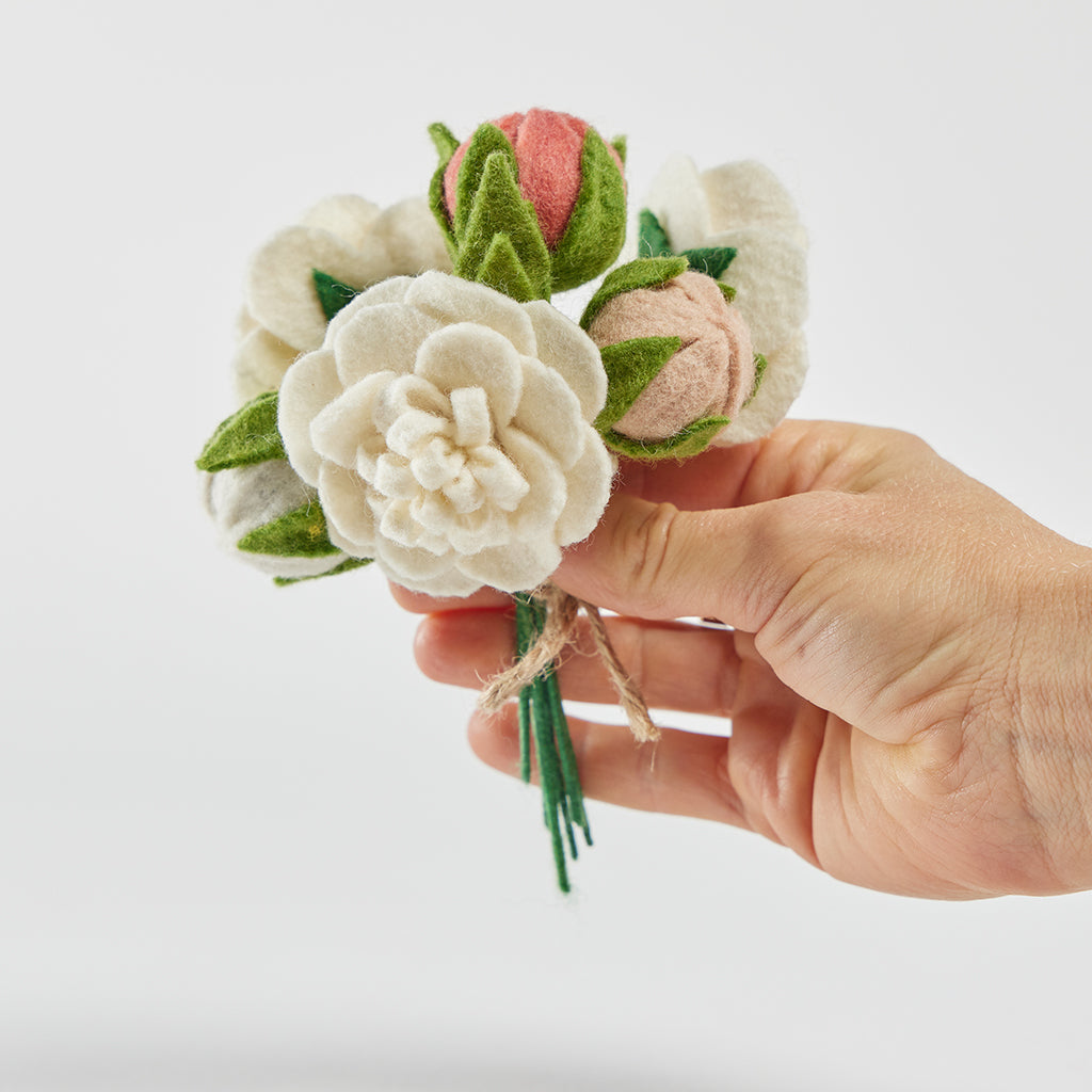 Peonies Flower Bouquet with Butterfly & Vase