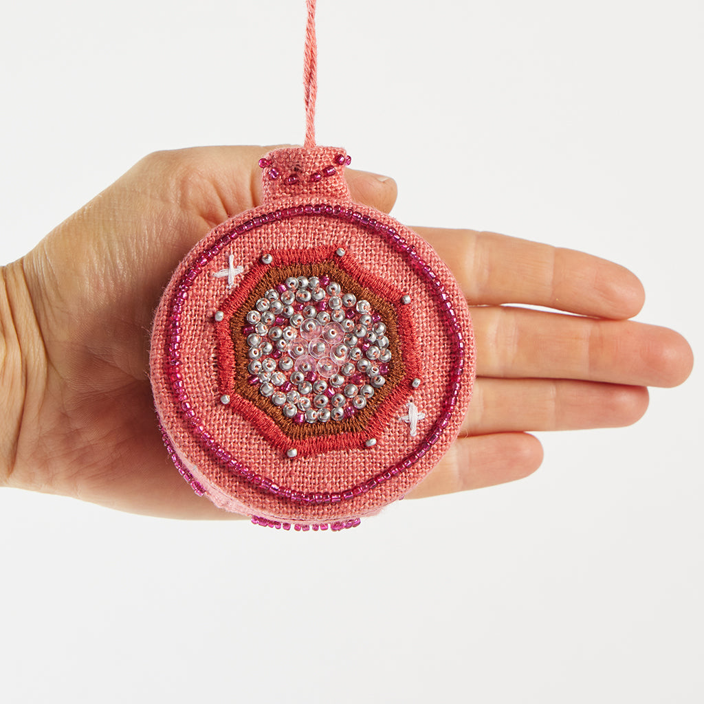 Beaded Vintage Bauble Ornament Bubblegum