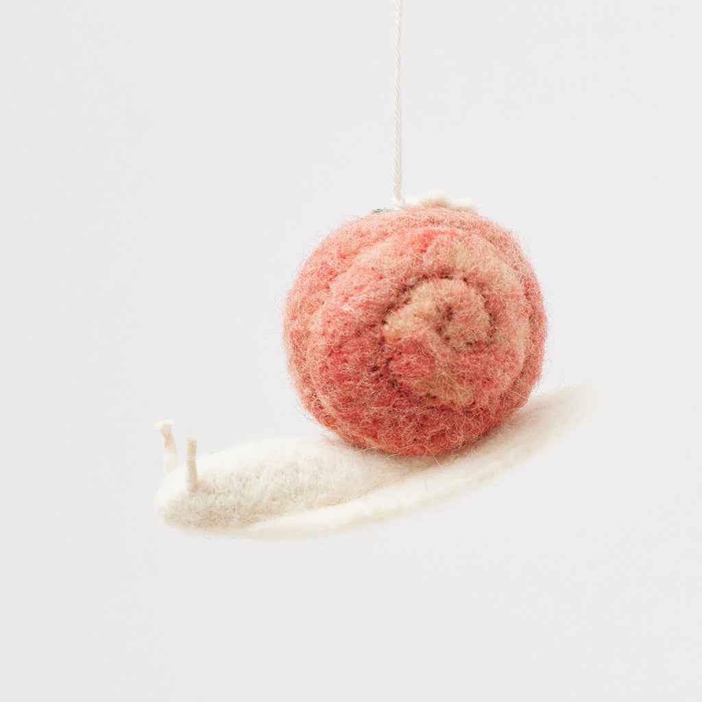Pink Slow Living Snail with Flower Ornament