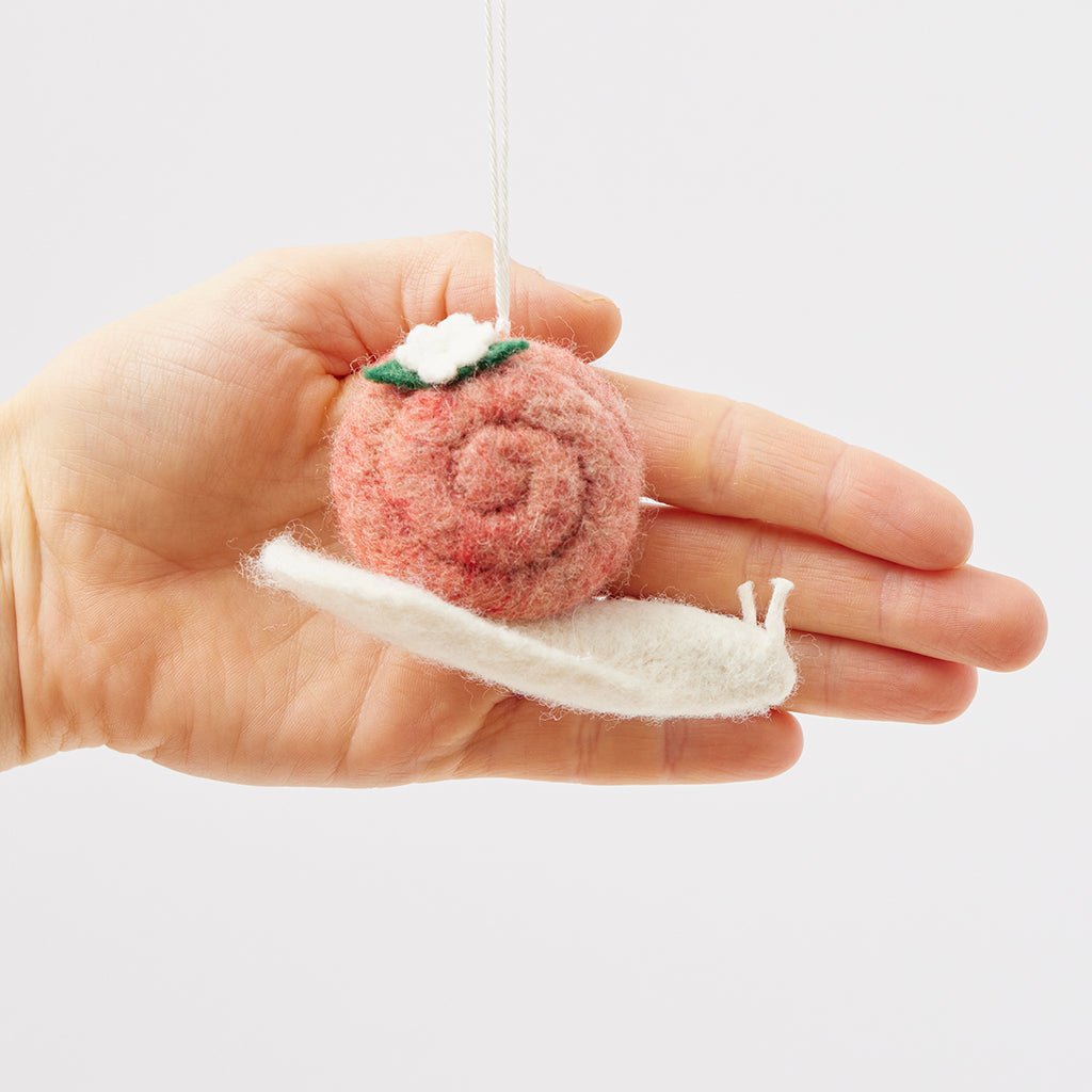 Pink Slow Living Snail with Flower Ornament