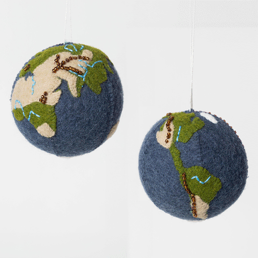 Planet Earth Ornament - Set of 2