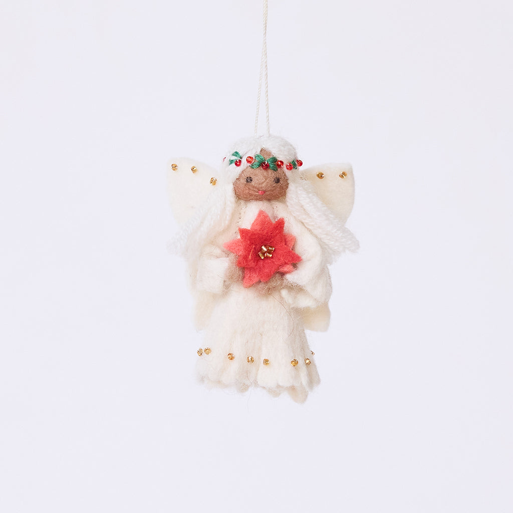 Poinsettia Star Angel Ornament