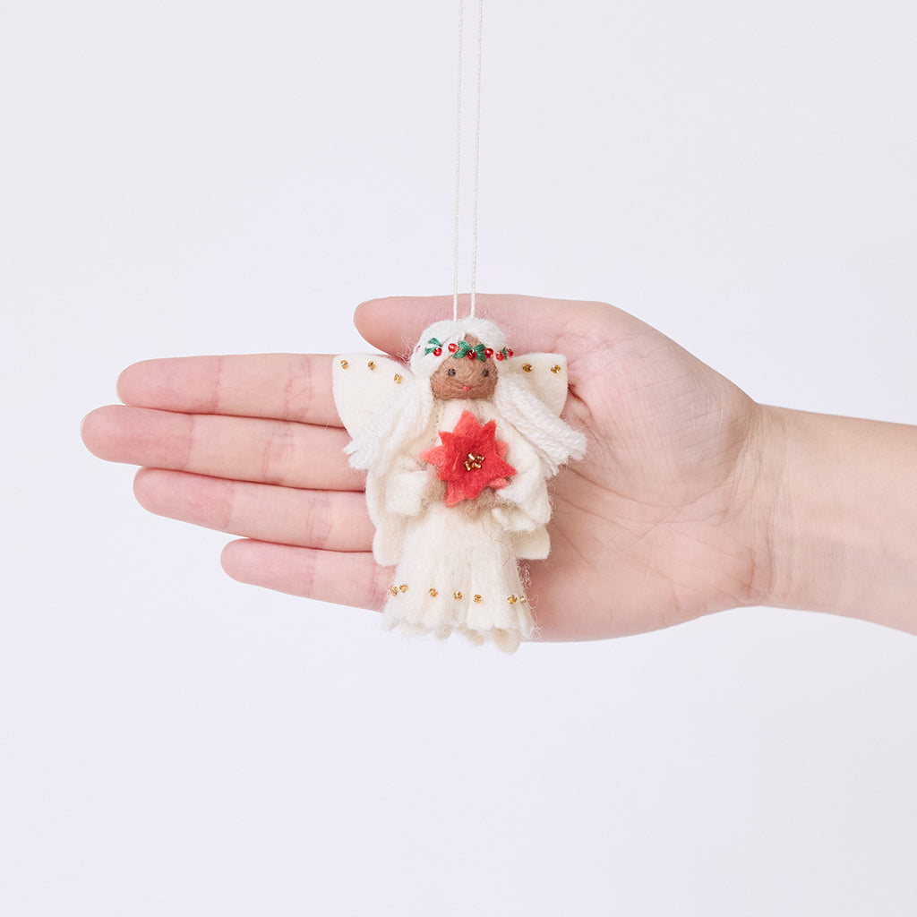 Poinsettia Star Angel Ornament