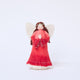 Craftspring’s Praying Angel Tree Topper - Light — felt angel wearing a red dress with white beads, an embroidered and beaded wreath crown, and hands in prayer, with a sweet face — heirloom-quality Christmas tree topper, perfect for holiday gifting, ethically crafted by artisans using sustainable wool.