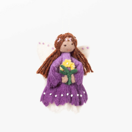 Purple Flower Bouquet Fairy Ornament
