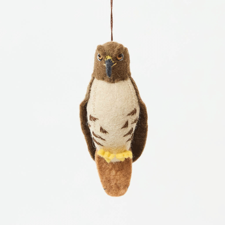 Celebrate the beauty of North American wildlife with this handmade red-tailed hawk ornament, a nature-inspired decoration perfect for bird lovers and rustic holiday decor.