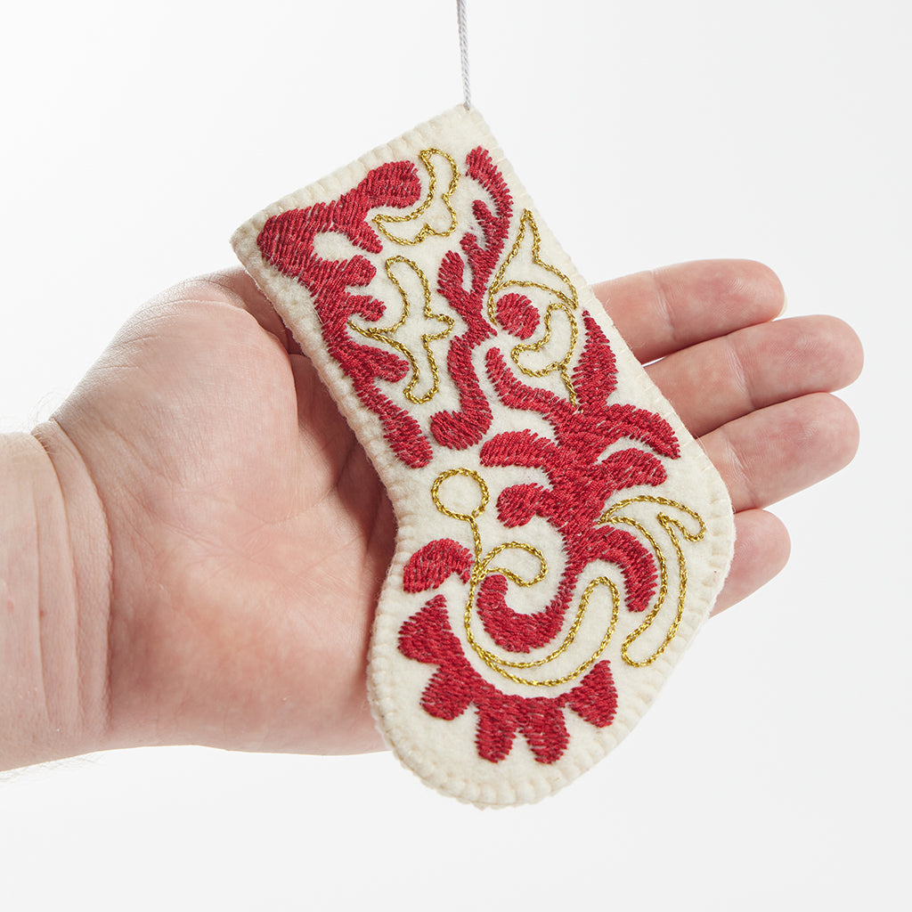 Mini Red & Gold Stocking Ornament