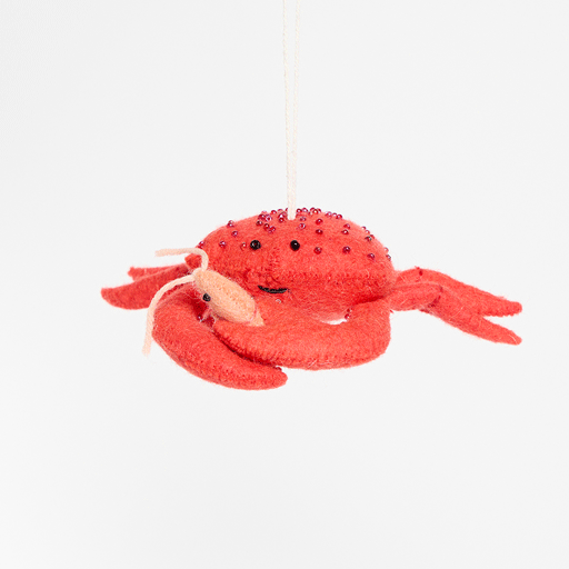 Red Crab with Prawn Ornament