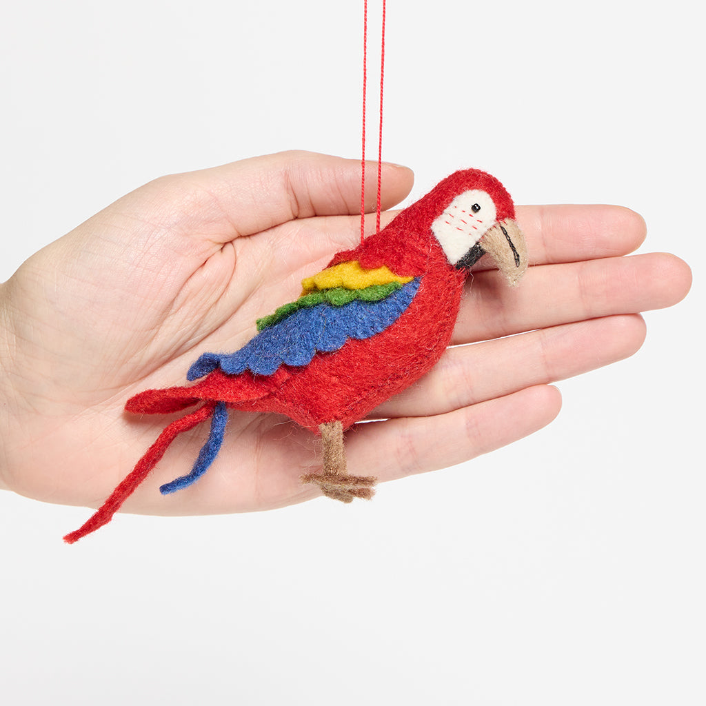 Red Voice of the Forest Parrot Ornament
