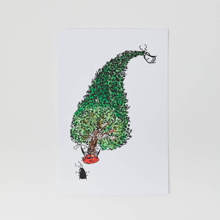  Our Roach-mas Tree Postcard brings a hilarious twist to a beloved holiday tradition, featuring one of New York City's most infamous little residents hauling home a Christmas tree that's just a little too big for the journey!
