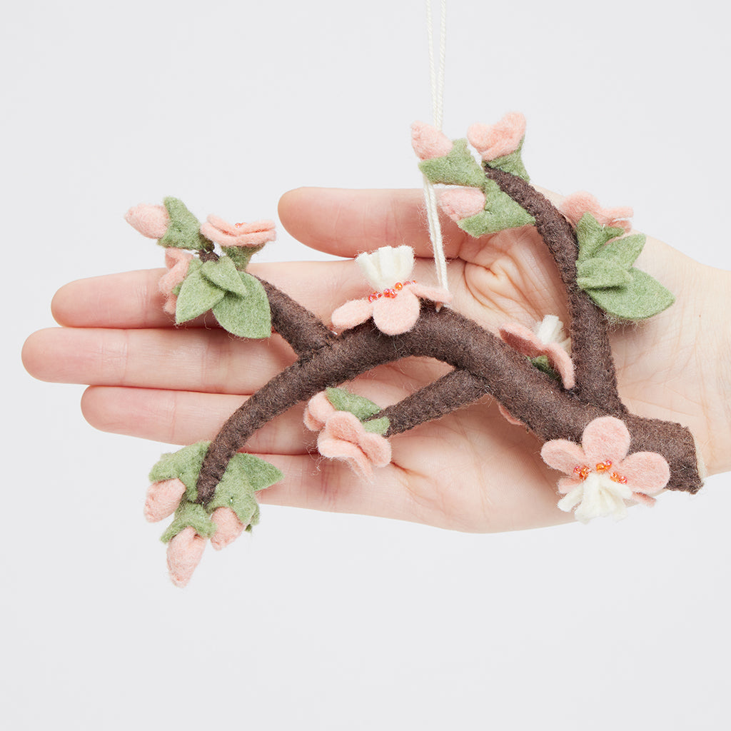 Sakura Cherry Blossoms Branch Ornament – Handmade Felt Botanical