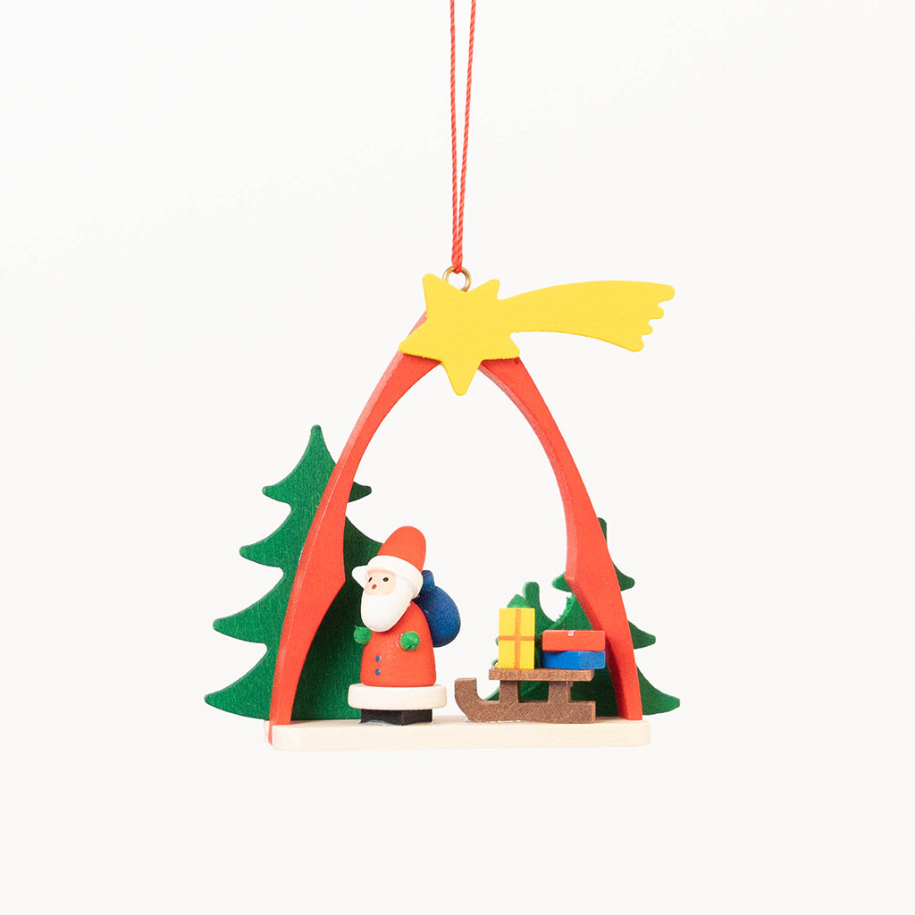 Santa Arch German Wooden Ornament