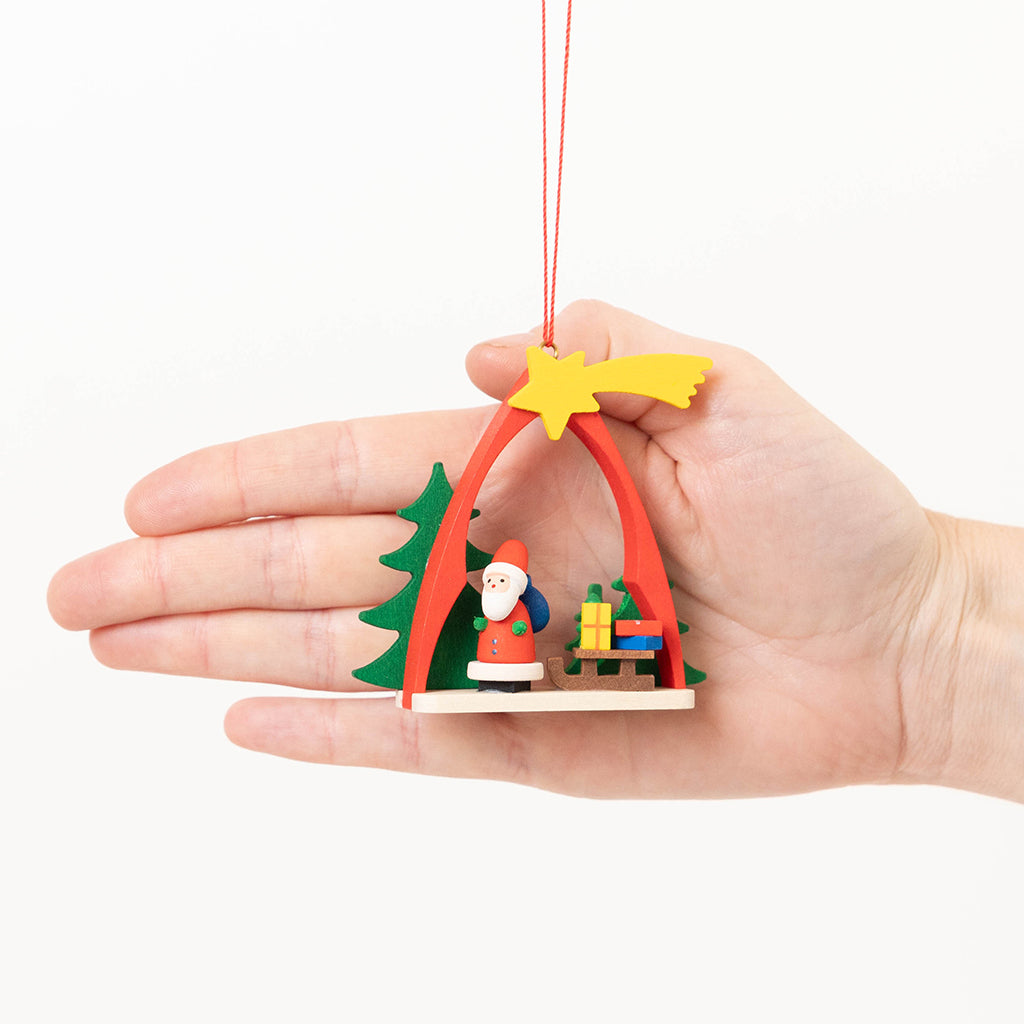 Santa Arch German Wooden Ornament