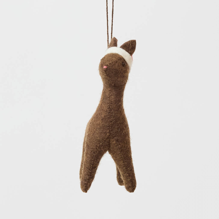 Santa Deer with Bird Friend Ornament