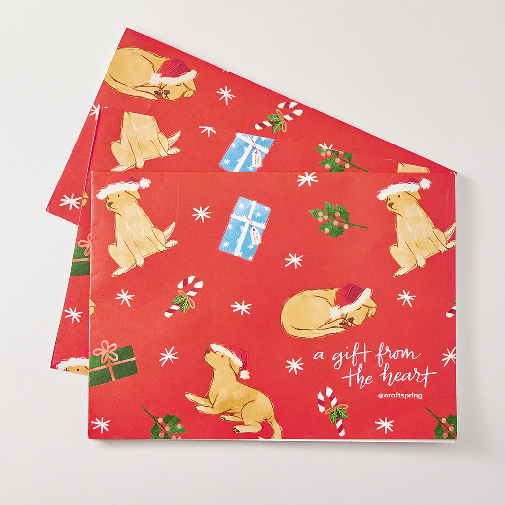 In-House Designed Set of 3 Red Festive Christmas Wrapping Paper Sheets –  Craftspring