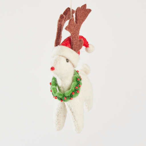 Santa Eggnog Reindeer Ornament