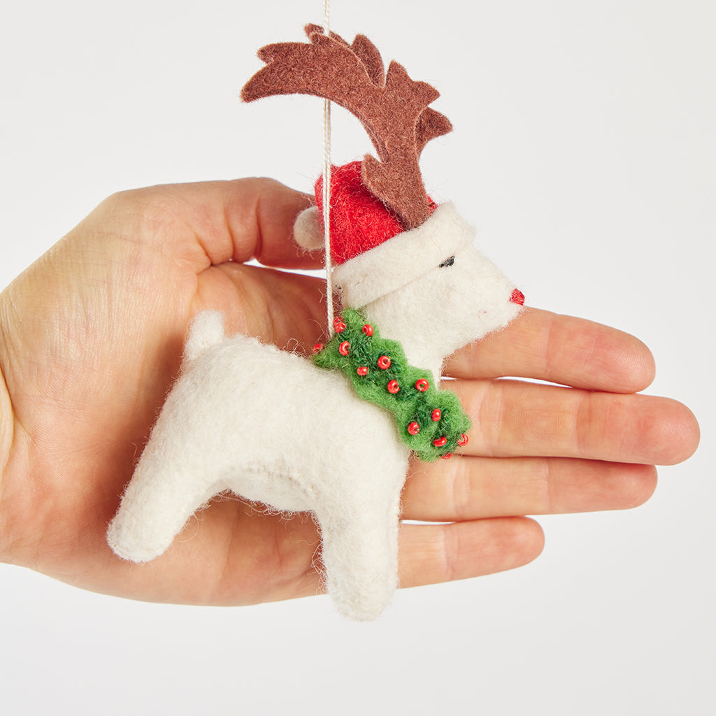 Santa Eggnog Reindeer Ornament