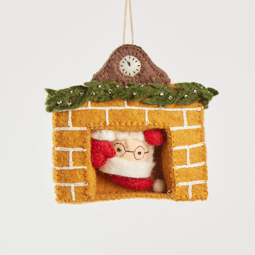 Santa in the Fireplace Ornament