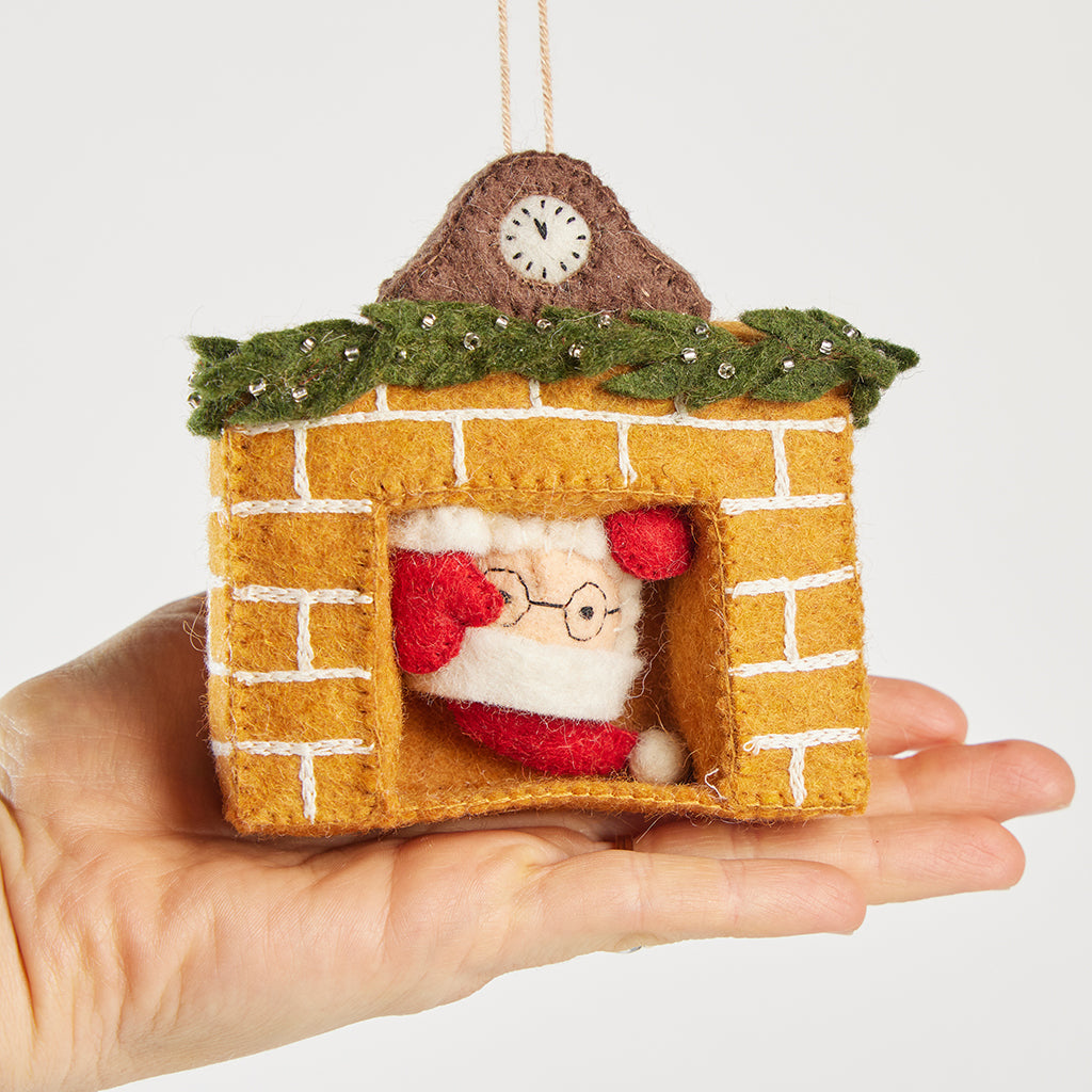 Santa in the Fireplace Ornament